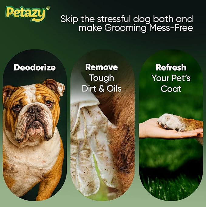 Pet Glove Wipes for Dogs & Cats – 25 Pack | Hypoallergenic, No Rinse, Extra Thick Cleaning Gloves with Aloe & Coconut Oil | Paws, Face, Ears & Butt | Travel Friendly, Gentle & Safe