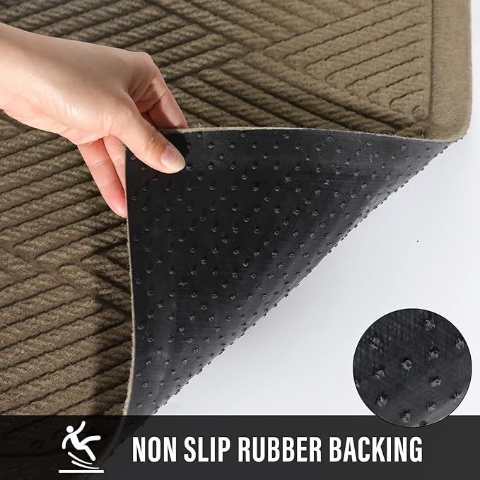Sturdy Front Door Mat, Absorbent Muddy Dirt Resist Welcome Door Mats Outdoor Indoor, Stain and Fade Resistant, Non-Slip Rubber Backing Low Profile Doormat for Entryway, 72×24, Beige