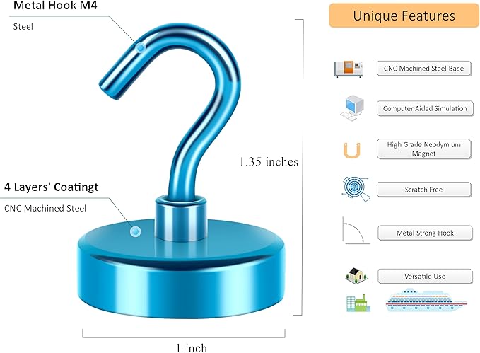 Neosmuk Magnetic Hooks, Cruise Ship Essentials, 26#,RoyalBlue