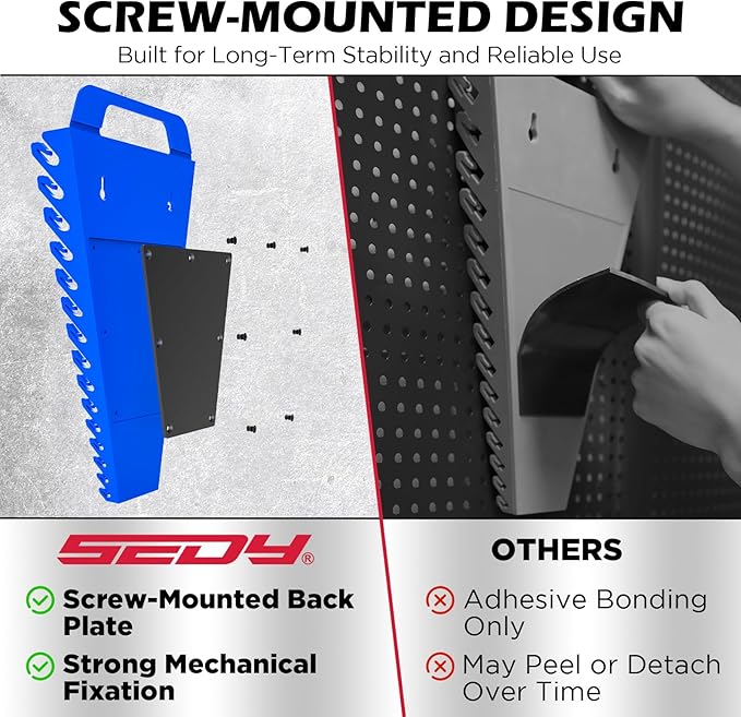 2-Pack Magnetic Wrench Organizer with Non-Slip Handle, 24-Slot Heavy-Duty Wrench Rack Holders for Toolbox & Drawer Storage, Fits SAE 1/4"-1-1/16" and Metric 6mm-24mm Wrenches