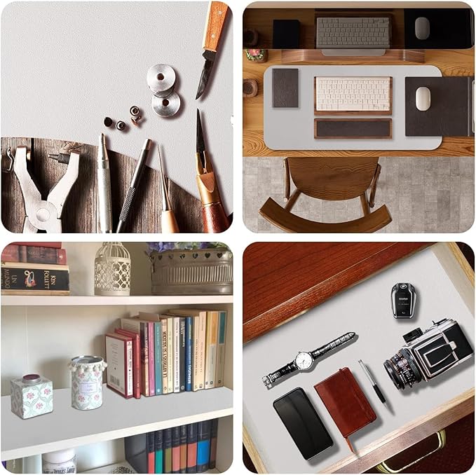 WochiTV Shelf Liner for Cabinets, Drawer Non Adhesive Non Slip Foam Mat for Kitchen, Pantry, Bathroom, Cupboard, Garage, Closet, Shelves, Drawer, Tool Box, White 23.6 x 354 inches