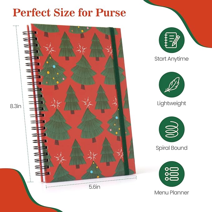 A5 Christmas Sticky Notebook,9 pads of decorated sticky notes and a handy notebook,Christmas Note Pads Teacher Appreciation Gift XMS Gift Writing Memo Pads School Office Supplies and Daily Life Organization (Ginger)