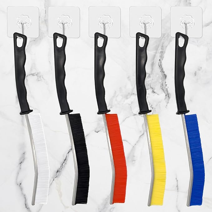 Crevice Cleaning Brush Set (5 Pack) – Multifunctional Gap Cleaner Tool for Bathroom, Kitchen, Car Vents, Sliding Doors, Keyboards – Stiff Bristles, Ergonomic Handle