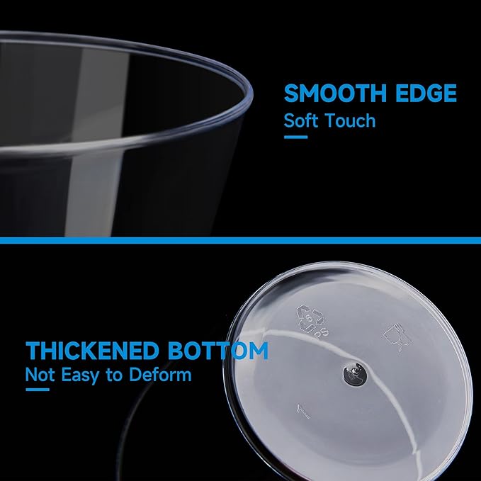 RACETOP 9 oz 200 packs Clear Disposable Plastic Cups, Durable Plastic Cups Tumblers, Perfect for Parties, Wedding and Festival Events
