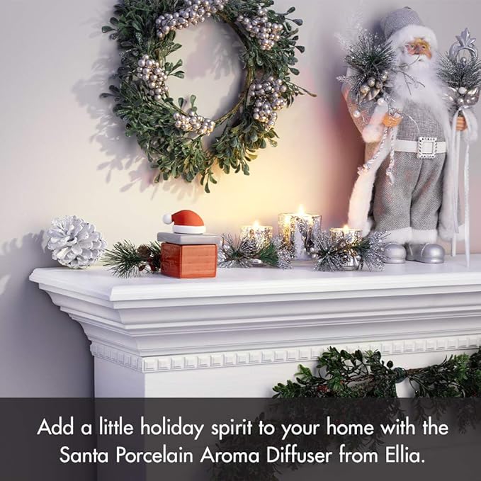 Ellia, Santa Porcelain Aroma Diffuser, Holiday Décor for Essential Oils