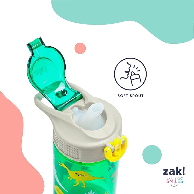 Zak Designs Sanrio Sage Water Bottle For School or Travel, 25oz Durable Plastic Water Bottle With Straw, Handle, and Leak-Proof, Pop-Up Spout Cover (Hello Kitty)