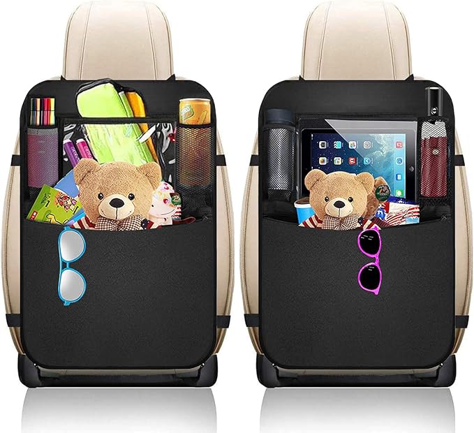 BLYPHOO Premium Backseat Organizer for Kids 2 Pack, Heavy Duty Waterproof and Stain Resistant Kick Mats Back Seat Protector, Durable Backseat Car Organizer with Tablet Holder+Storage Pockets