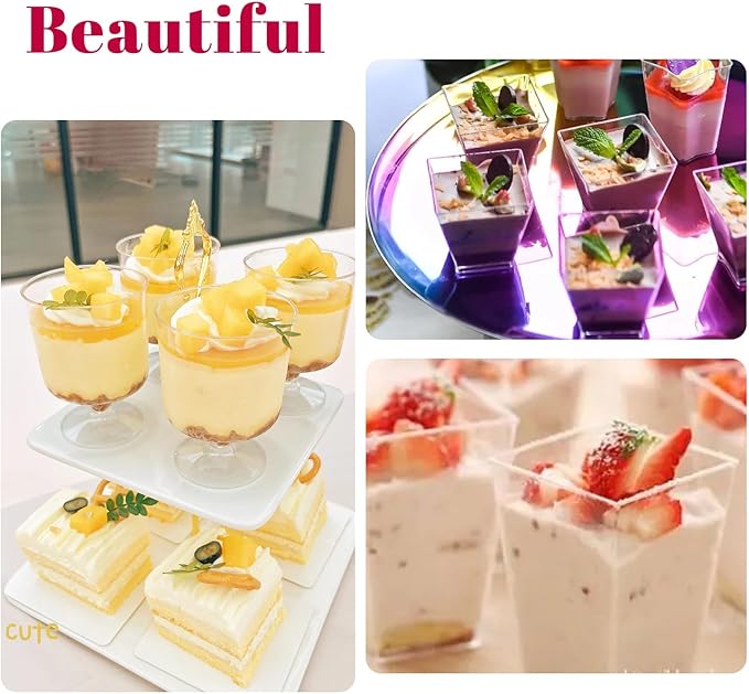 UrbanRoots 300 Pack Clear Plastic Dessert Cups(5 oz),Disposable Parfait Cups For Pudding, Fruit and Ice Cream,Mini Shooter Cups With Spoons For Party,appetizer cups