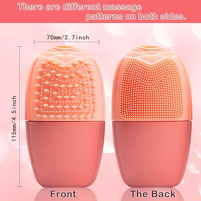 XHJRI Ice Face Roller Massager, Ice Cube Roller for Face, Eyes and Neck, Naturally Conditioning and Skin Care, De-Puff Eye Bags, Reduce Migraine Pain, Reusable Massage Silicone Ice Mold (New Pink)