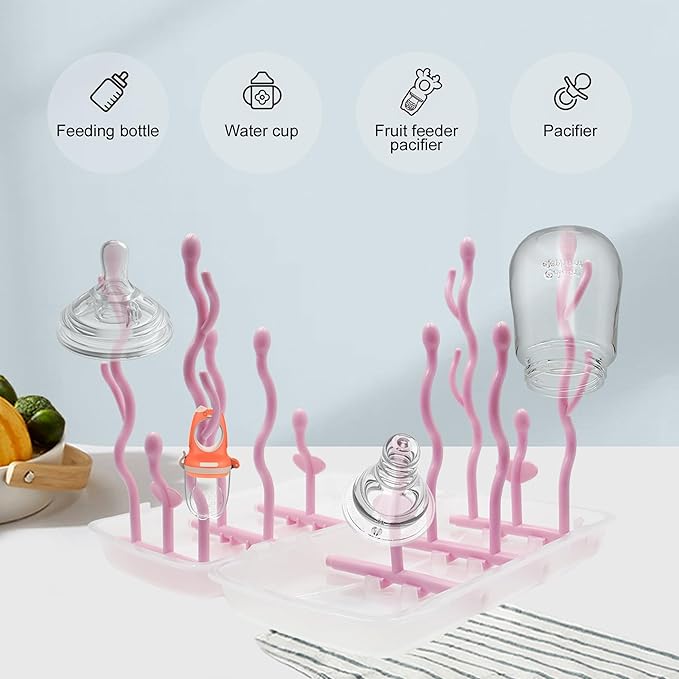 Travel Baby Bottle Drying Rack,Foldable Portable Bottle Drying Rack,Holds Up to 12 Baby Bottles,Suitable for Baby Travel,Indoor Kitchen,Living Room