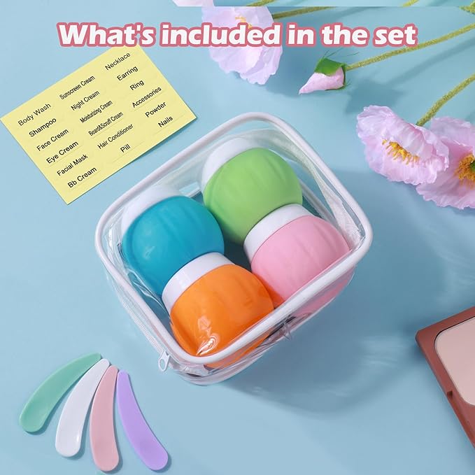 Travel Containers for Toiletries, GLAMFIELDS TSA Approved 1.7oz 50ml Travel Size Silicone Cream Jars BPA Free, Leak-proof Travel Essentials with Lid for Cosmetic Face Hand Body Cream Orange (4 Pack)