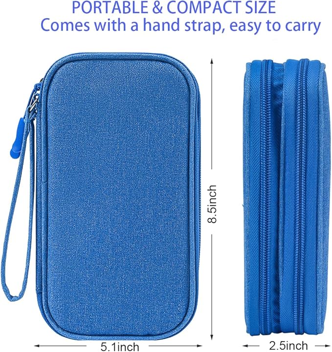 Travel Cord Organizer Case, Electronic Accessories Bag, Tech Electronic Case, Electronics Travel Organizer Bag for Cable, USB, Cord, Charger, Phone, Power Bank, Earphone (Blue, Large)
