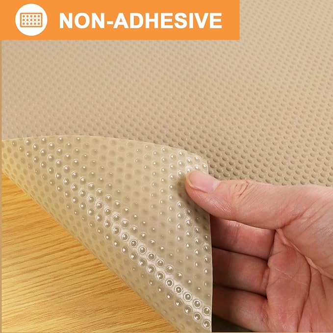 24-inch Large Shelf Liner for Cabinet: Waterproof Kitchen Cabinets Liners for Under Sink - Khaki Easy to Cut Non-Adhesive Protector Drawers Liner 24" x 300 inch