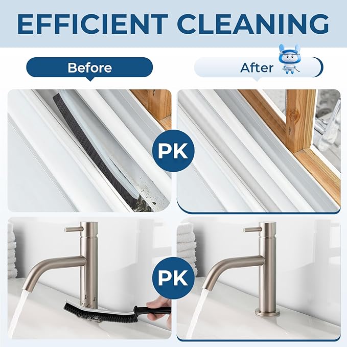 Crevice Cleaning Brushes, Scrub Brush for Hard to Reach Small Space, Home Essentials, Cleaning Supplies, Cleaning Tools for Household Use, Bathroom, Shower, Kitchen, Window, Toilet (2, Black)