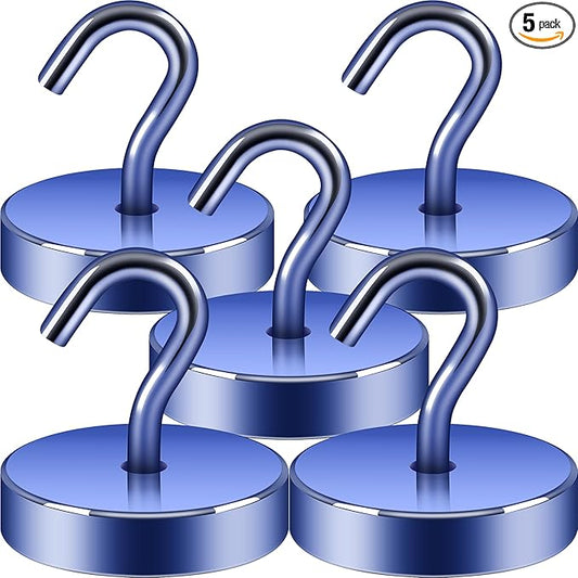 Neosmuk Magnetic Hooks, Cruise Ship Essentials, 100lb+ Heavy Duty Magnetic Hooks for Cruise Cabins, Refrigerator, Grill, Hanging, and Travel | Extra Strong Must-Haves Magnet Hook,Navyblue, 5 Pack