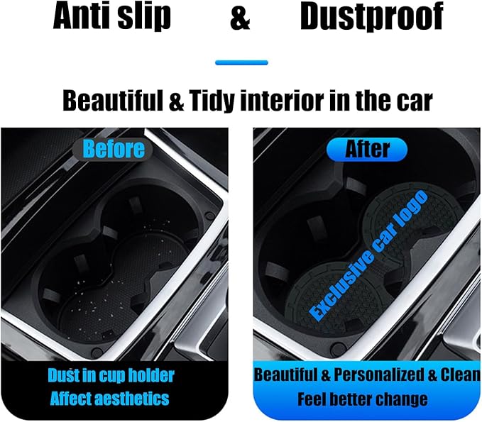 Car Cup Holder Coasters Compatible with Mercedes Benz Series Interior Accessories,Recessed Silicone Anti Slip Cup Holder Coaster Interior Accessories 2.75in 2Pack(Black)
