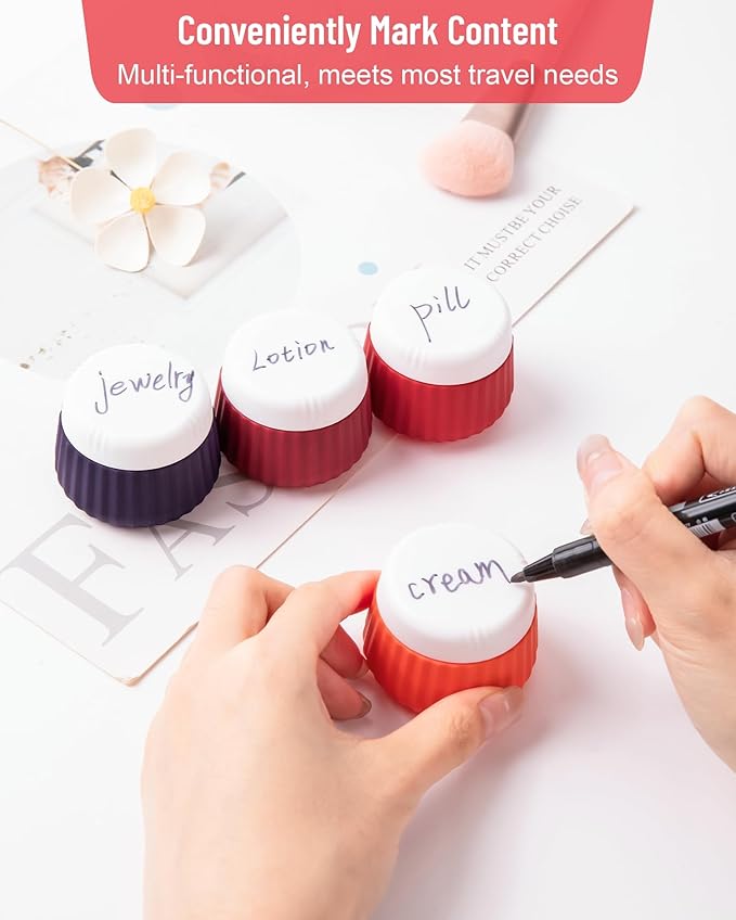4 Pack Travel Size Toiletries, TSA Approved Silicone Jars, Leak-Proof, Wide Opening, Portable with Clear Bag