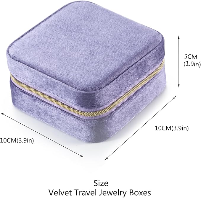 Plush Velvet Travel Jewelry Case Organizer, Small Travel Jewelry Box,Portable Jewelry Box Travel Mini Organizer Portable Display Storage Box For Rings Earrings Necklaces (Periwinkle Blue)