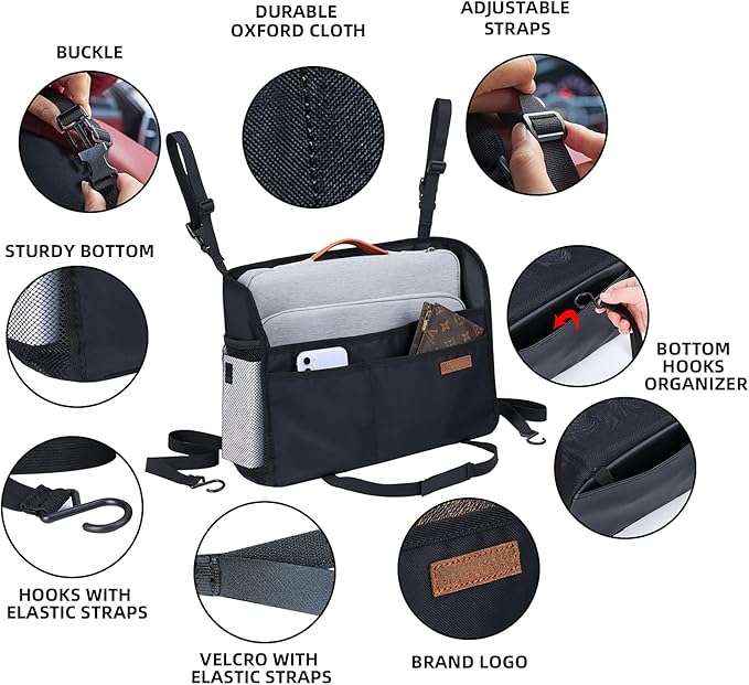 WLLWOO WLLWOO Car Net Pocket Handbag Holder Between Seats Back Storage Organizer Purse Holder for Console Front Seat Storage Barrier