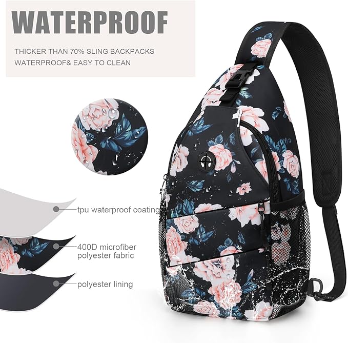 Pritent Crossbody Bags for Women Men Trendy Sling Bag Backpack Casual Chest Bag with Convertible Shoulder Strap