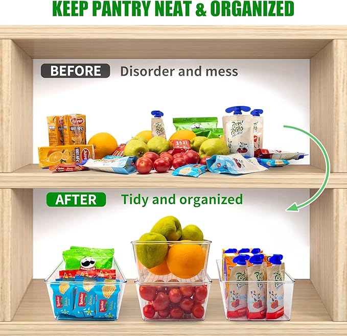 7 Pack Pantry Organizers and Storage,Clear Plastic Bins for Kitchen,Fridge,Refrigerator,Cabinet Organization and Storage,4 compartment Snack Containers for Spice Packets,Tea bag