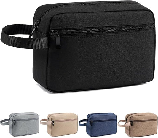 Travel Toiletry Bag, Small Cosmetic Bag, Hanging Water-Resistant Organizer for Men & Women, Ideal for Makeup, Shaving Kit, Gym Essentials & Travel Accessories (Black)