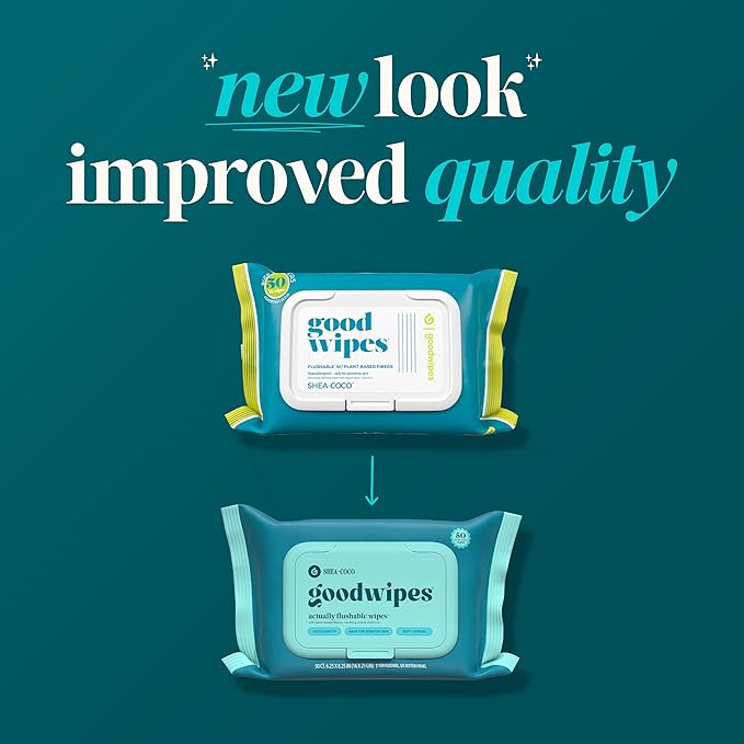 goodwipes Flushable Wipes for Adults - Shea-Coco Butt Wipes for Women & Men, Septic Safe, Toilet & Bathroom Essentials, Extra Large, 318 Count (6 Packs and 1 Travel Pack)