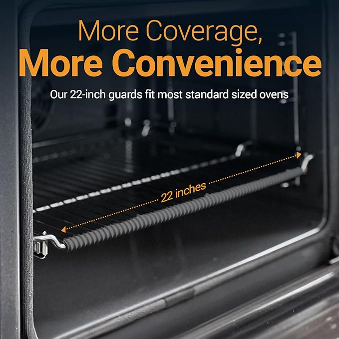 Silicone Oven Rack Shields by Linda’s Essentials (2 Pack) | Heat Resistance Silicone Oven Rack Protectors Guards Against Burns and Scars | 22 Inches Long (Gray)