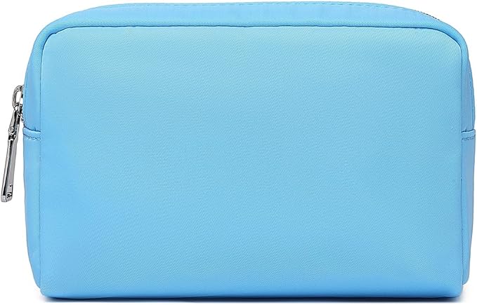 Waterproof Makeup Bag Large Capacity Women's Classic Black Wash Bag Adjustable Partition Wash Bag Brush and Cosmetic Carrying Bag… (Sky Blue)