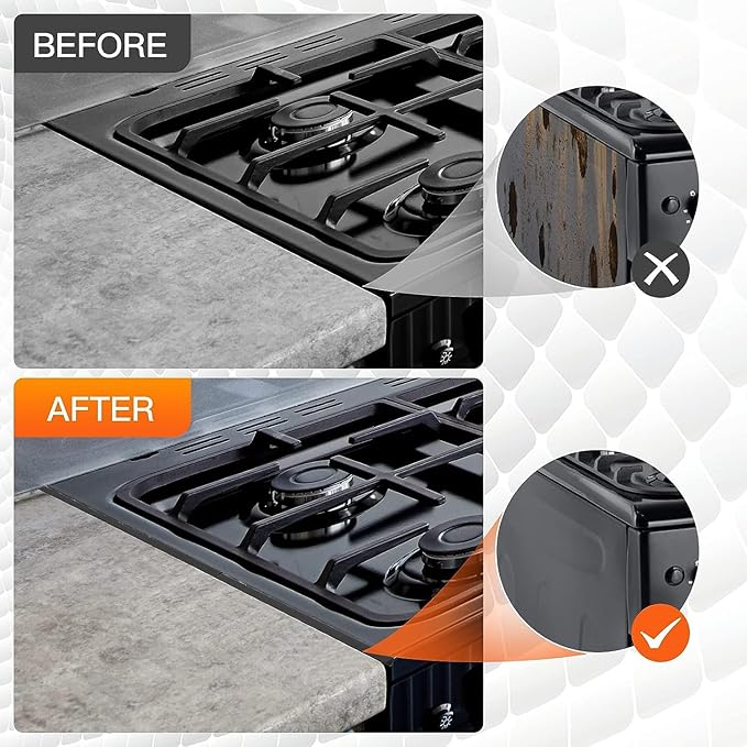 ItsNio Silicone Stove Gap Covers (2 Pack), Stove Gap Guard, Heat Resistant Oven Gap Filler, Easy Clean,25 Inches, Black