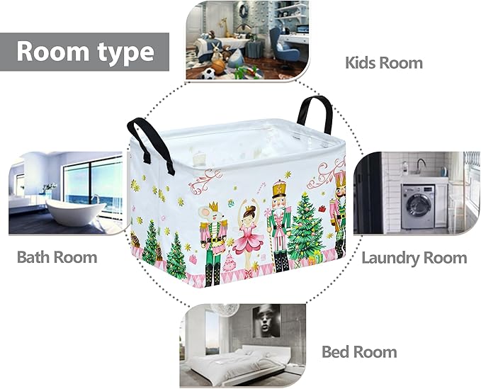 Christmas Basket Box Hamper Storage Basket Collapsible Organizer Bin Gift Shelf Baskets for Home and Kitchen Storage