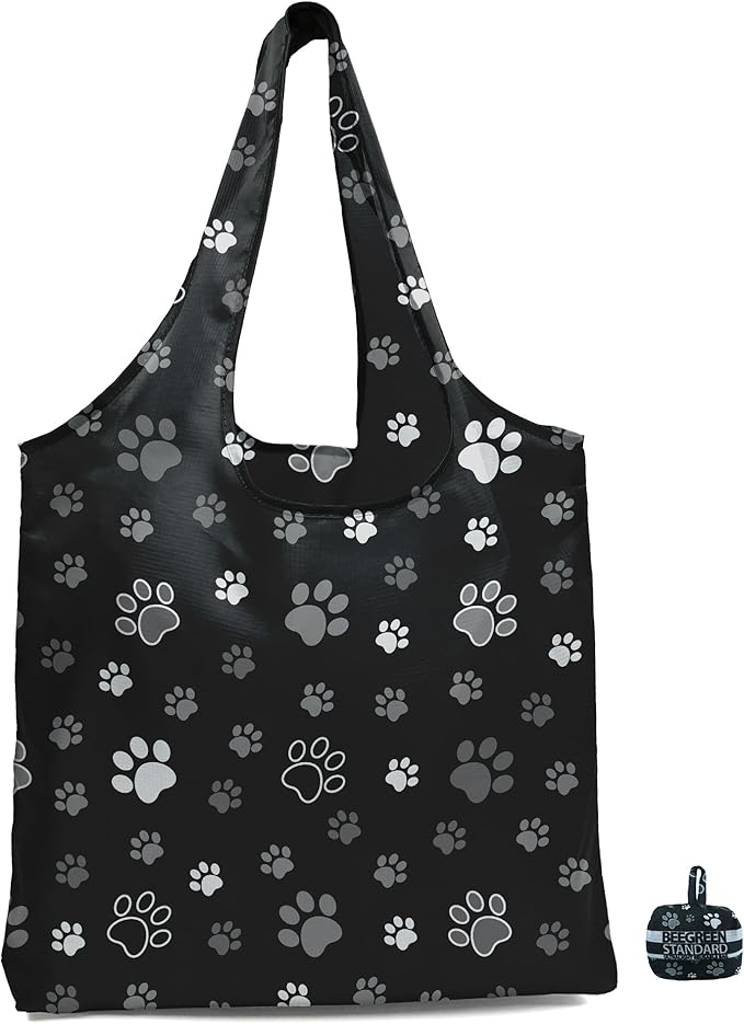 BeeGreen Paws Foldable Compact Ultimate Travel Tote Bag - Reusable Grocery Shopping Bag - Portable Lightweight Duffle Bags