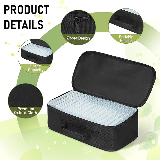 15 Slots Seed Storage Organizer Box with 20 Seed Envelopes, Large Capacity Seeds Storage Container with Zipper Bag Label Stickers, Seeds Saving Container for Garden Vegetable and Flower (Black)