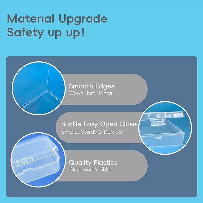 Plastic Case Bead Organizer Box 24 pcs Small Clear Plastic Storage Containers Craft Storage Box with Hinged Lid and Labels Mini Boxes for Jewelry Diamonds Small Items Craft Projects