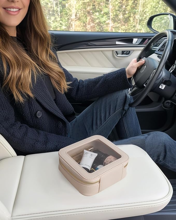 Travel Clear Makeup Bag Set, TSA Approved Cosmetic Bag Case with Zipper Portable Makeup Pouch Toiletry Bag Women Traveling Cosmetic Organizer Storage Bag Car Organizer Car Essentials for Women