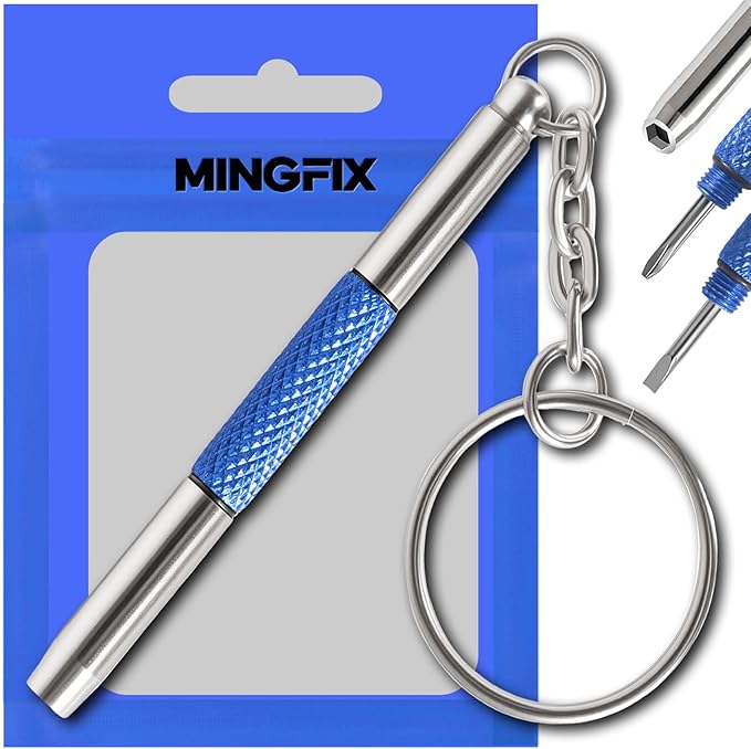 Eyeglass Keychain Screwdriver Repair Kit, MINGFIX 3-in-1 Eyeglasses Tightening Tool Set with Small Phillips, Flathead, and Nut Driver Bits for Sunglasses, Eyeglasses, and More