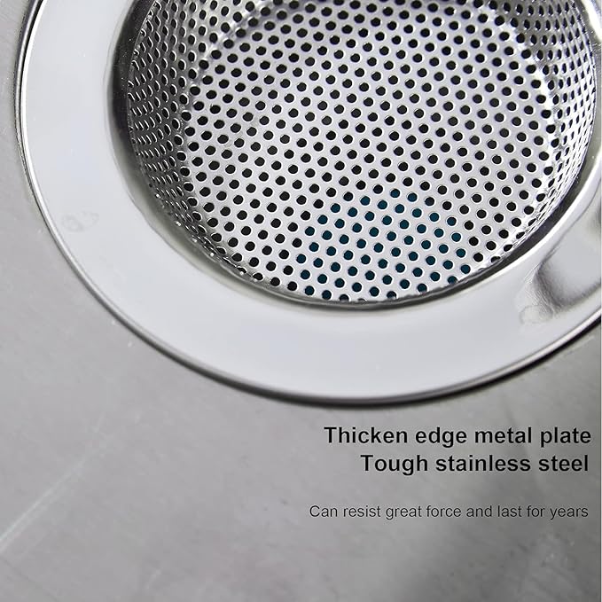 LASSHSWA Kitchen Sink Strainer Stainless Steel, Kitchen Sink Drain Strainer, Sink Strainers for Kitchen Sinks with Large Wide Rim 4.5" Diameter (4 Pack)
