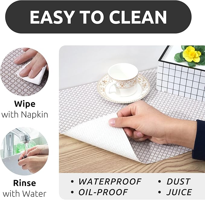 RAY STAR 12X120 Inch Shelf Liner for Kitchen Cabinets, Non-Adhesive Cabinet Liner Washable, PVC Drawer Liner for Dresser Non-Slip Bathroom (Circle)(3 Roll)
