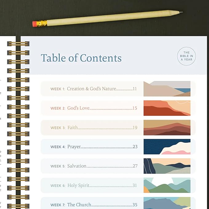 Official Spiral Bible® The Bible in a Year | 52 Week Guided Bible Study & Daily Reading Plan | Spiritual Companion & Journal for Adults & Teens | 8.5" x 11" Notebook | Mountains