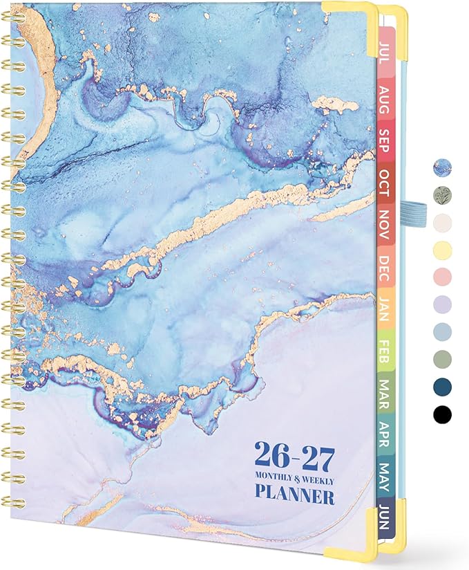 Forvencer Academic Planner 2026-2027, July 2026-June 2027 Weekly & Monthly Hardcover Calendar Planner, 8.5" X 11", Daily Agenda Book, School Office Notebook College Teacher Organizer A4, Marble Style