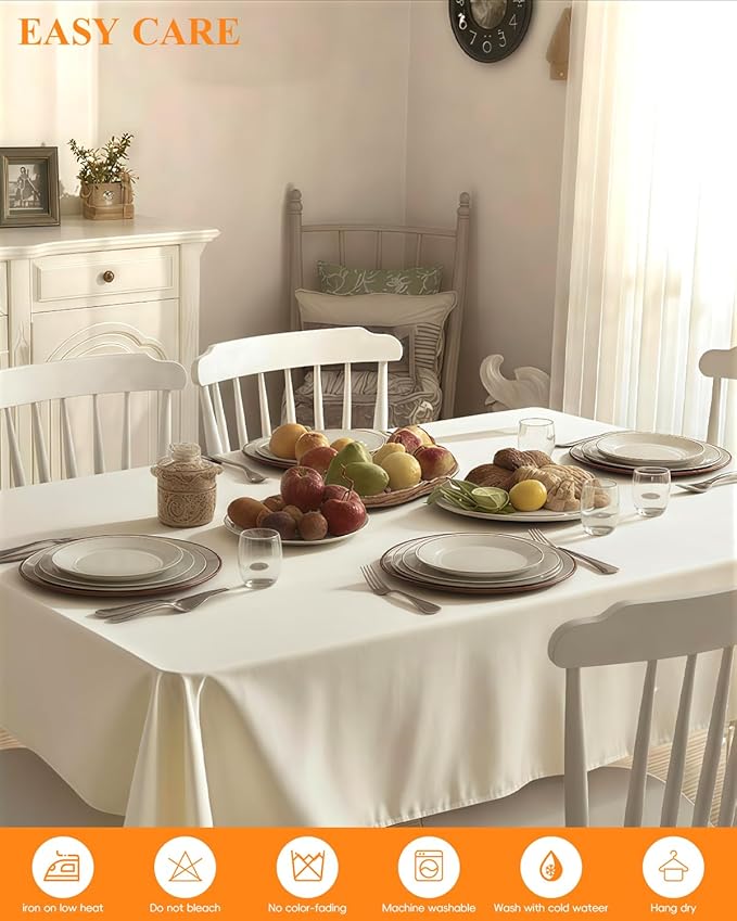 Goodluck 6 Pack Lvory Tablecloth 90 x 132 Inch – Rectangular Polyester Table Cloth, 6-8 Ft Tables – Reusable, Machine Washable Cover for Wedding, Birthday, Party Banquet and Event Decoration