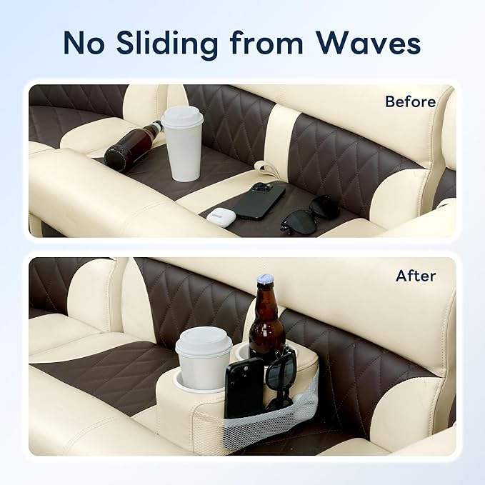 Marinexplore Pontoon Cup Holder,Boat Seat Cup Holder,Double Drink Holder,Portable Cup Beverage Mobile Phone Holders for Pontoon Boat Sofa,RV Couch,Car Back Seat (Beige)