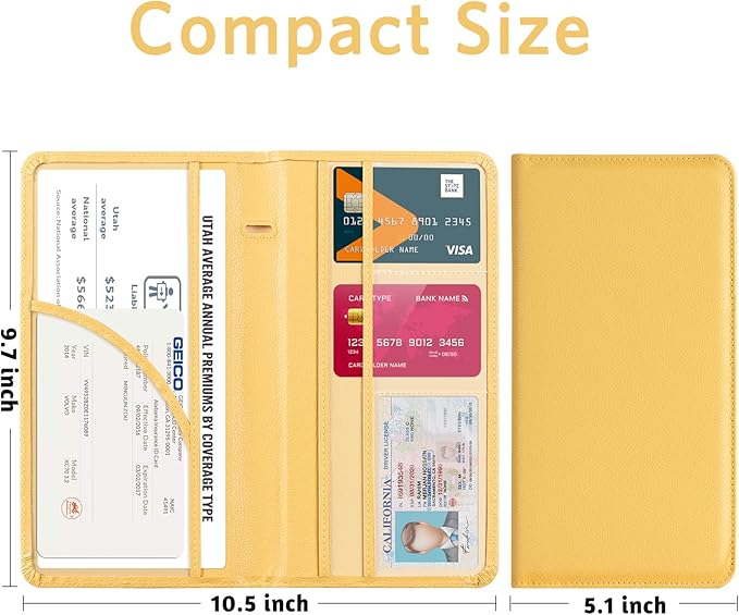 CoBak Car Registration and Insurance Holder - Vehicle Glove Box Car Organizer,Auto Truck Comparment Accessories Case with Magnetic Closure for Essential Document,Driver License,Cards