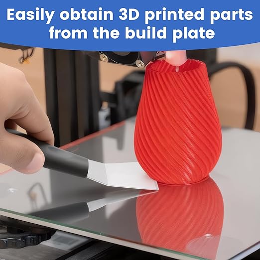 3D Printer Tool Removal Scraper Kit, 6.3x1.5 Inch Metal Scraper with 0.4" Thick Blade & Hang Hole, Curved and Straight Edge for 3D Printing Resin Removal Model Stripping, Kitchen Grease Removal