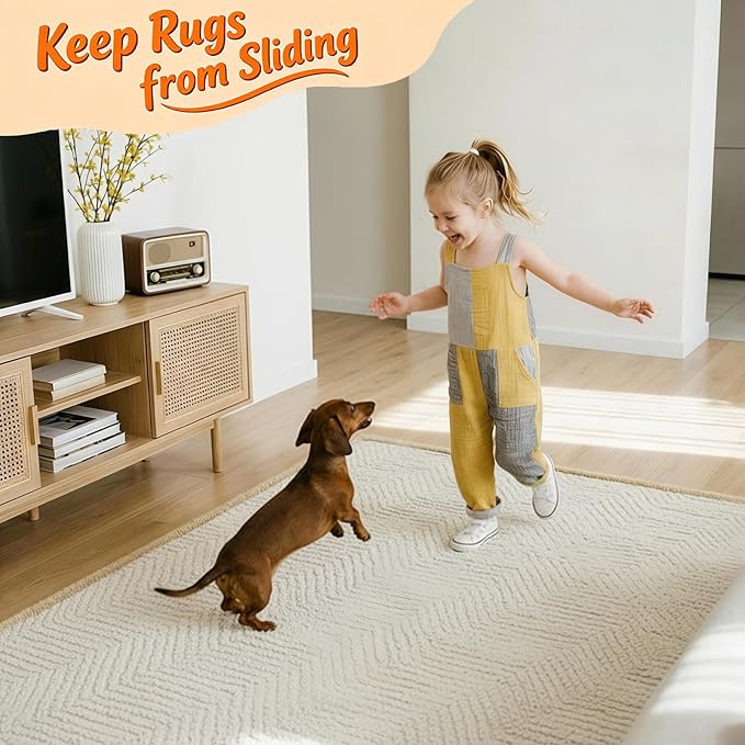 Songrey Rug Tape Rug Corner Grippers 24PCS, Reusable Double-Sided Carpet Tape to Hold Area Rugs Down, Non Slip Rug Pads Gripper for Hardwood Floors No Damage