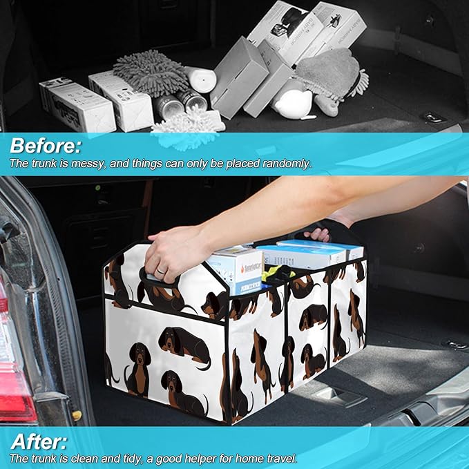 FREZORA Dog Car Trunk Storage Box with Pockets Car Accessory for SUVs Cars Automotive Organizer