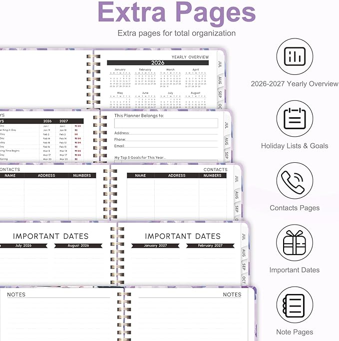 Planner 2026-2027, Weekly and Monthly Academic Planner, July 2026 - June 2027, Hardcover Calendar Agenda Book for School Year Planning, School Supplies for Teacher and Student, A5(6.3'' x 8.5'')