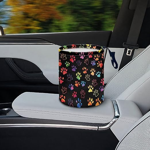 gearider Puppy Dog Paw Car Garbage Can Holder Organizer Storage Box Auto Trash Bin Accessory with Adjustable Buttons Collapsible Automotive Trash Container Fit for SUV Trucks Van Sedans