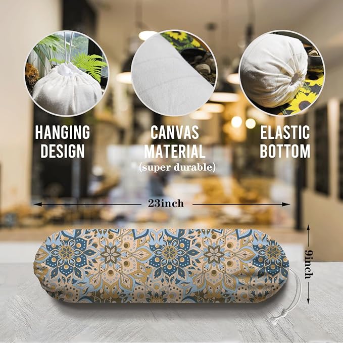 Gray Yellow Plastic Bags Holder, Reusable Fabric Grocery Bag Holder, Wall Mount Shopping Garbage Bags Carrier for Home, Kitchen, Travelling, Kitchen Pattern Garbage Bag 68