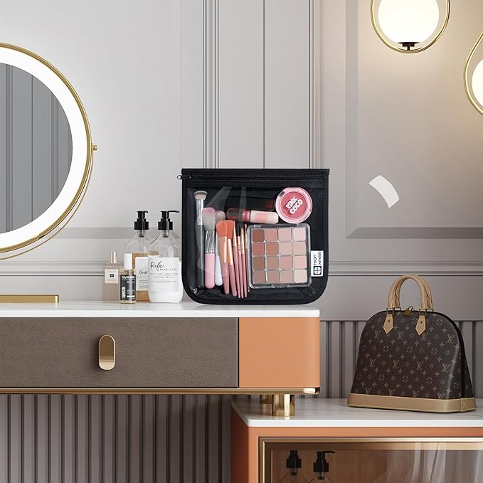 TSA Approved Toiletry Bag, Set of 3 Clear Travel Toiletry Bag Quart Size Zipper Travel Pouch, Waterproof Makeup Cosmetic Bag for Women Men Kids Toiletries Carry on, Black Large